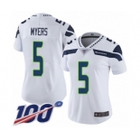 Women's Seattle Seahawks #5 Jason Myers White Vapor Untouchable Limited Player 100th Season Football Jersey