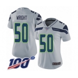 Women's Seattle Seahawks #50 K.J. Wright Grey Alternate Vapor Untouchable Limited Player 100th Season Football Jersey