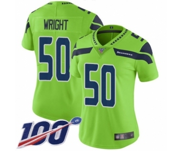 Women's Seattle Seahawks #50 K.J. Wright Limited Green Rush Vapor Untouchable 100th Season Football Jersey