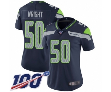 Women's Seattle Seahawks #50 K.J. Wright Navy Blue Team Color Vapor Untouchable Limited Player 100th Season Football Jersey