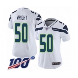 Women's Seattle Seahawks #50 K.J. Wright White Vapor Untouchable Limited Player 100th Season Football Jersey