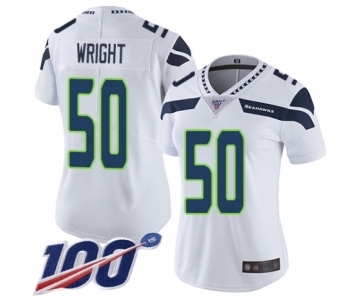 Women's Seattle Seahawks #50 K.J. Wright White Vapor Untouchable Limited Player 100th Season Football Jersey