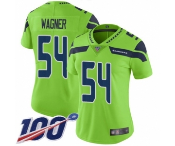 Women's Seattle Seahawks #54 Bobby Wagner Limited Green Rush Vapor Untouchable 100th Season Football Jersey