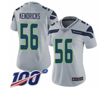 Women's Seattle Seahawks #56 Mychal Kendricks Grey Alternate Vapor Untouchable Limited Player 100th Season Football Jersey