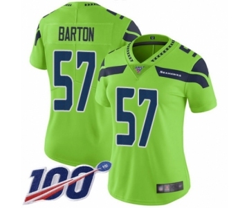 Women's Seattle Seahawks #57 Cody Barton Limited Green Rush Vapor Untouchable 100th Season Football Jersey