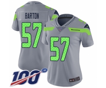 Women's Seattle Seahawks #57 Cody Barton Limited Silver Inverted Legend 100th Season Football Jersey