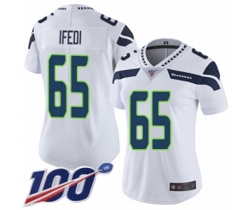 Women's Seattle Seahawks #65 Germain Ifedi White Vapor Untouchable Limited Player 100th Season Football Jersey