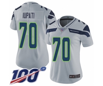 Women's Seattle Seahawks #70 Mike Iupati Grey Alternate Vapor Untouchable Limited Player 100th Season Football Jersey