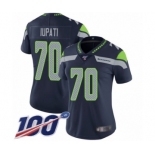 Women's Seattle Seahawks #70 Mike Iupati Navy Blue Team Color Vapor Untouchable Limited Player 100th Season Football Jersey