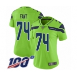 Women's Seattle Seahawks #74 George Fant Limited Green Rush Vapor Untouchable 100th Season Football Jersey