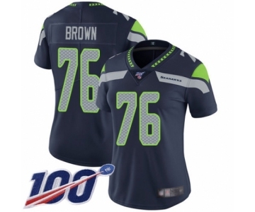 Women's Seattle Seahawks #76 Duane Brown Navy Blue Team Color Vapor Untouchable Limited Player 100th Season Football Jersey