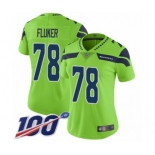 Women's Seattle Seahawks #78 D.J. Fluker Limited Green Rush Vapor Untouchable 100th Season Football Jersey