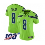 Women's Seattle Seahawks #8 Jamar Taylor Limited Green Rush Vapor Untouchable 100th Season Football Jersey