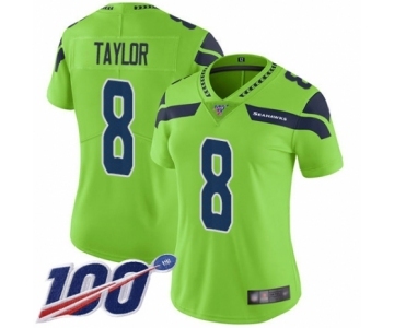 Women's Seattle Seahawks #8 Jamar Taylor Limited Green Rush Vapor Untouchable 100th Season Football Jersey