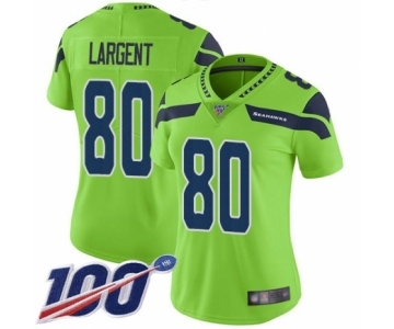 Women's Seattle Seahawks #80 Steve Largent Limited Green Rush Vapor Untouchable 100th Season Football Jersey