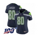 Women's Seattle Seahawks #80 Steve Largent Navy Blue Team Color Vapor Untouchable Limited Player 100th Season Football Jersey