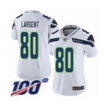 Women's Seattle Seahawks #80 Steve Largent White Vapor Untouchable Limited Player 100th Season Football Jersey