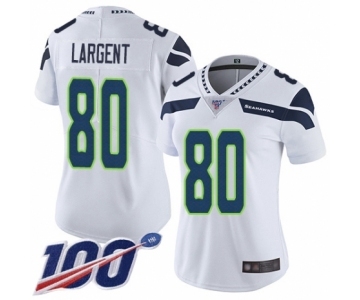 Women's Seattle Seahawks #80 Steve Largent White Vapor Untouchable Limited Player 100th Season Football Jersey