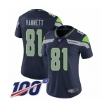 Women's Seattle Seahawks #81 Nick Vannett Navy Blue Team Color Vapor Untouchable Limited Player 100th Season Football Jersey