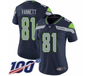 Women's Seattle Seahawks #81 Nick Vannett Navy Blue Team Color Vapor Untouchable Limited Player 100th Season Football Jersey