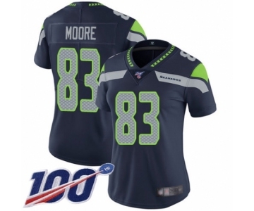 Women's Seattle Seahawks #83 David Moore Navy Blue Team Color Vapor Untouchable Limited Player 100th Season Football Jersey