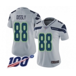 Women's Seattle Seahawks #88 Will Dissly Grey Alternate Vapor Untouchable Limited Player 100th Season Football Jersey