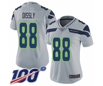 Women's Seattle Seahawks #88 Will Dissly Grey Alternate Vapor Untouchable Limited Player 100th Season Football Jersey