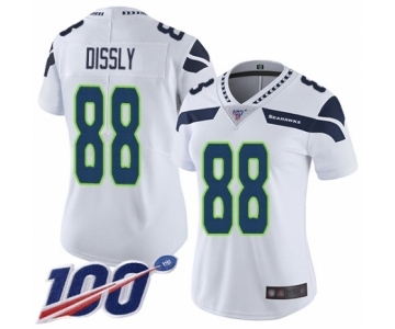 Women's Seattle Seahawks #88 Will Dissly White Vapor Untouchable Limited Player 100th Season Football Jersey