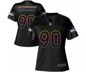 Women's Seattle Seahawks #90 Jadeveon Clowney Game Black Fashion Football Jersey