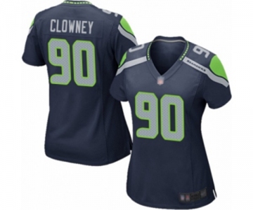 Women's Seattle Seahawks #90 Jadeveon Clowney Game Navy Blue Team Color Football Jersey