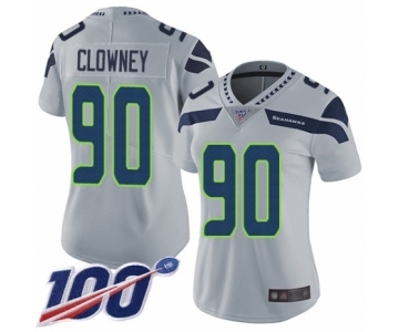 Women's Seattle Seahawks #90 Jadeveon Clowney Grey Alternate Vapor Untouchable Limited Player 100th Season Football Jersey