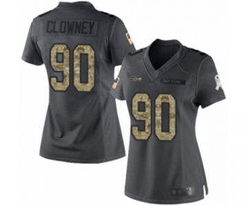 Women's Seattle Seahawks #90 Jadeveon Clowney Limited Black 2016 Salute to Service Football Jersey