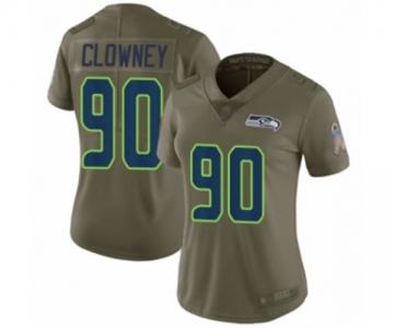 Women's Seattle Seahawks #90 Jadeveon Clowney Limited Olive 2017 Salute to Service Football Jersey