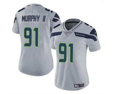 Women's Seattle Seahawks #91 Byron Murphy II 2024 Draft Gray Vapor Limited Football Stitched Jersey