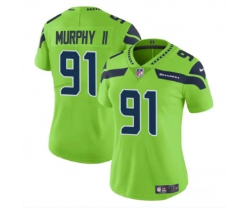 Women's Seattle Seahawks #91 Byron Murphy II 2024 Draft Green Vapor Limited Football Stitched Jersey