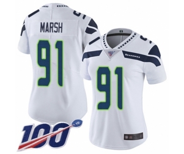 Women's Seattle Seahawks #91 Cassius Marsh White Vapor Untouchable Limited Player 100th Season Football Jersey