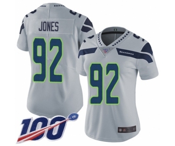 Women's Seattle Seahawks #92 Nazair Jones Grey Alternate Vapor Untouchable Limited Player 100th Season Football Jersey