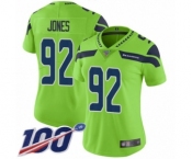 Women's Seattle Seahawks #92 Nazair Jones Limited Green Rush Vapor Untouchable 100th Season Football Jersey