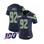 Women's Seattle Seahawks #92 Nazair Jones Navy Blue Team Color Vapor Untouchable Limited Player 100th Season Football Jersey