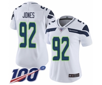 Women's Seattle Seahawks #92 Nazair Jones White Vapor Untouchable Limited Player 100th Season Football Jersey