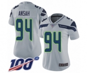 Women's Seattle Seahawks #94 Ezekiel Ansah Grey Alternate Vapor Untouchable Limited Player 100th Season Football Jersey