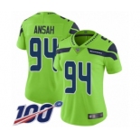 Women's Seattle Seahawks #94 Ezekiel Ansah Limited Green Rush Vapor Untouchable 100th Season Football Jersey