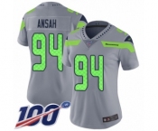 Women's Seattle Seahawks #94 Ezekiel Ansah Limited Silver Inverted Legend 100th Season Football Jersey