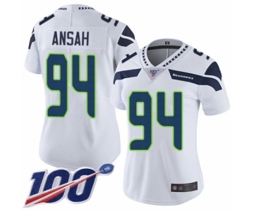 Women's Seattle Seahawks #94 Ezekiel Ansah White Vapor Untouchable Limited Player 100th Season Football Jersey