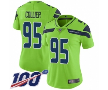 Women's Seattle Seahawks #95 L.J. Collier Limited Green Rush Vapor Untouchable 100th Season Football Jersey