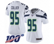 Women's Seattle Seahawks #95 L.J. Collier White Vapor Untouchable Limited Player 100th Season Football Jersey