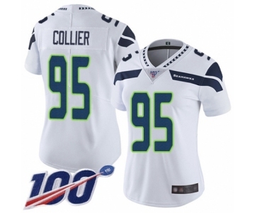 Women's Seattle Seahawks #95 L.J. Collier White Vapor Untouchable Limited Player 100th Season Football Jersey