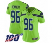 Women's Seattle Seahawks #96 Cortez Kennedy Limited Green Rush Vapor Untouchable 100th Season Football Jersey