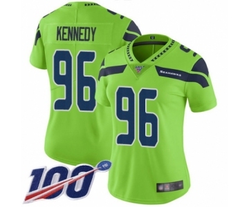 Women's Seattle Seahawks #96 Cortez Kennedy Limited Green Rush Vapor Untouchable 100th Season Football Jersey