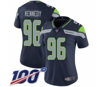 Women's Seattle Seahawks #96 Cortez Kennedy Navy Blue Team Color Vapor Untouchable Limited Player 100th Season Football Jersey